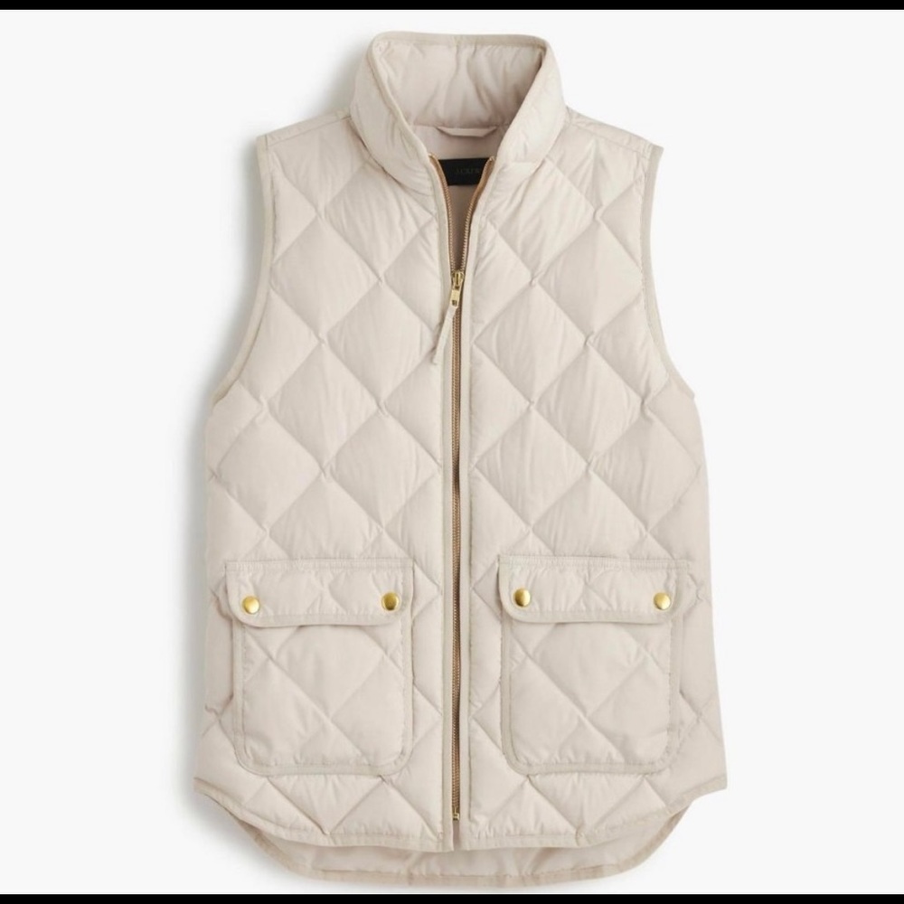 J. Crew Ivory Quilted Preppy Puffer Vest Size Small